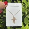 Großhandel Mode Diamant Gold Kreuz Anhänger Halskette für Frauen