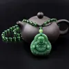 Nyaste vinter Buddha pendent halsband unisex rosa jade smycken pärlstav halsband män grossist