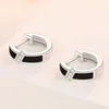 Hoop Earrings LByzHan Fashion 925 Sterling Silver Stud Round Design Black Earring For Women Jewelry