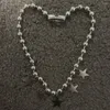 Choker Grunge Punk Style Stainless Steel Five-pointed Star Charms Bead Chain Necklace For Women 90S Harajuku Y2K Gothic