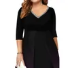 Plus Size Dresses Women's Casual A Line Dress Gradient Long Maxi Half Sleeve Sequins V Neck Fashion Smock Layerd Fairy