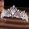 Clips de cheveux Barrettes mariage Pink Crown Princess Crystal Bridal Tiaras Femme Femmes Big Big Gem Stone Accessorieshair