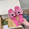 Designer Women Slippers Flat Mules Slides Fashion Embroidered Triangle Logo Summer Sandals Rubber Sole Beach Sliders EU 42