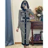 Casual Dresses Autumn Winter Knit Tweed Houndstooth Small Fragrance Style Dress Fashion Vintage Women Slim Long Sleeve Party Sweater