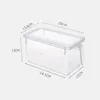Organisation 3 pièces boîte de rangement pour réfrigérateur conteneurs de stockage carrés en plastique avec poignée et couvercles cuisine aliments garder frais organisateur de réfrigérateur