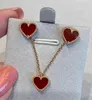 2023 Luxury Quality V Gold Material Charm Mini Size Heart Shape Pendant Necklace With Flower Design och Nautre Shell Malachite Red Agate Have Box Stamp PS5123
