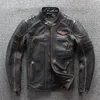 Men's Leather & Faux Genuine Jacket Men Luxury Bomber Moto Biker Fashion Vintage Tough Guy Top Gun Cowhide Coats Mens Sale