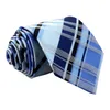 T089 Mens Ties Necktie Light Blue Navy Checked Scottish Plaid 100% Silk Jacquard Woven New Casual Business Formal Whole S209x