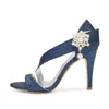 Sandalen hoge hakken glitter bruiloft voor bruid open teen parels prom avond formele feestjurk bruids zomer