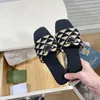 Designer Women Slippers Flat Mules Slides Fashion Embroidered Triangle Logo Summer Sandals Rubber Sole Beach Sliders EU 42