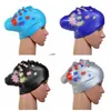 Whole&Retail Women Girls Waterproof Silicone Swim Cap Long Hair With Ear Cup Bathing Hat278x