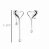 Pendientes de botón Minimalista Color plata Goteo Corazón para mujer Año Regalo Lava Derretida Amor Asimétrico