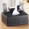 Organisatie PU Leather Tissue Box Cover Bureau Make -up Cosmetische organisator Remote Controller Telefoonhouder Home Office Tissue Paper Napkin Holder