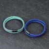 Braccialetti con ciondoli Bracciale in corda da uomo Boho Corda in cotone a doppio strato Fibbia magnetica in acciaio nero Braslet Athleisure Gioielli personalizzabili