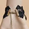 Bedelarmbanden trendy zwarte kanten armband vinger ring handketting elegante vrouwen metaal kristal steampunk dame vintage sieraden cadeau