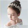 Hårsmycken Forseven Goldsier Color Pearls Headband Headpieces Women Kids Tiara Bride Coroa Noiva Accessories Drop Dhgarden Dhoei