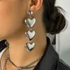 Dangle Earrings Punk Gold Silver Color Multilayer Big Love Heart Drop Snake Chain Pendant Necklace Bracelets For Women Gifts