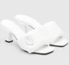 Famous Summer Soft Padded Nappa Sandals Shoes Brushed Leather White Black Varnished Heels Slip On Slippers EU35-42