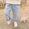 Jeans Frühling Baby Mädchen Mode Bunte Punkte Gedruckt Jungen Lose Beiläufige Denim Hosen 1-6Y