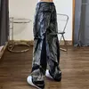 Mäns jeans arens hiphop punk män denim byxor manliga y2k grafiska rave byxor för lös casual svart koreansk streetwear hippie