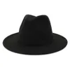 Black Tan Patchwork Faux Wool Felt Panama Fedora Hats Black Felt Band Decor Womens Men Jazz Party Trilby Cowboy Cap187m