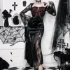 Casual Dresses Chain Long Gothic Party Velvet High Slit Spets Patchwork Tube Maxi Bodycone Street Wear Dress