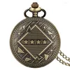 Pocket Watches Antique Mathematical Geometric Design Quartz Watch Square Pentagram Triangle Shaped Necklace Clock With FOB Chain