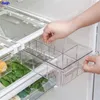Organizzazione frigorifero stratificazione alimentare organizzatore rack di stoccaggio scatola frigorifero congelatore supporto per ripiano cassetto estraibile salvaspazio forniture da cucina