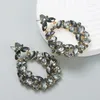 Brincos de luxo Brincho de gota de cristal preto de luxo para mulheres vintage moda étnica geometria oca de jóias de jóias por atacado
