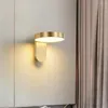 Lámparas de pared Nordic Modern LED Light Brass Acrylic Read Sconce Fixture para sala de estar Dormitorio Lámpara de noche Decoración para el hogar Luminaria