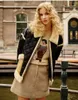 Jackets femininos de luxo de inverno Mulheres de grossa camadas vintage bolsões de lã de lã de gola gole do pescoço de qualidade