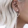 Brincos de garanhão Blogger de prata dourado Triângulo de flecha 2 peças Jóias de barra de orelhas de orelha