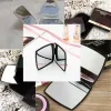 Women Fashion Designer Compact Folding Mirrors Black Portable Makeup Mirror Smooth Double-Sided Cosmetic Mirrors For Travel Make Up Tools