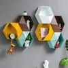 Hooks Rails 7 Färger Hexagonal Hanging Shelf Modern Personlig geometri Färg vardagsrum Vägg Decore Sundry förvaringshållare Harts CRA