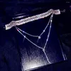 Kedjor glänsande full strass kedja multi-lagers halsband smycken för kvinnor uttalande lång tofs choker crystal collar party jewell