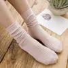 Cotton 4pair Man cotton Socks Women Wholesale Compression Loose Knitting Solid Color Black Pink Student Girls Stockings Elegant Retro Long Breathable