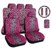 Bilstol täcker Universal Cover 3D Pink Leopard Print med klädsel modeskydd