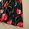 2023 Zomer Wit Zwarte Black Bloemprint Pansen Katoenen Jurk Korte Mouw Ronde Hals Hot Boren Lange Maxi Casual Jurken S3W090505