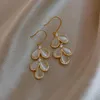 Dangle Boucles D'oreilles Lustre Tempérament Femme Simple Exquis Strass Imitation Opale Feuille Mode Coréenne Accessoires Pour Femmes Bijoux