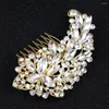 Hair Clips TREAZY Vintage Gold Color Large Floral Bridal Combs For Women Crystal Wedding Jewelry European Accessories