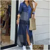 Casual Dresses Fashion Women Long Sleeve Shirt Dress Spring Printed Ol Laides Turndown Collar Loose Sundress Party Clothes