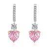 Dangle Earrings Zhanhao S925 Silver Heart Shaped Simulated Yellow Pink Diamond For Women