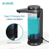 Acessórios Aike Distribuidor de sabão de espuma automática para dispensador de detergente para sabão de cozinha para mãos lavando o dispensador de sabão inteligente recarregável USB