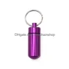 Key Rings Travel Aluminum Alloy Waterproof Box Case Ring Medicine Storage Organizer Bottle Holder Container With Keychain Drop Deliv Dhlw1