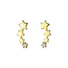 Stud Earrings Real 925 Sterling Silver Sweet Stackable Stars Row For Women Fashion Party Zircon Ear Jewelry Accessories