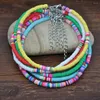 Anklets Bohemian Mens Braided Bracelets Beaded Layered Anklet Polymer Clay Woven Foot Chain Charm Bracelet Women