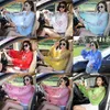 Scarves Summer Chiffon Scarf For Women Ruffles Long Sleeve Poncho Stole Shawls Driving Sunscreen Tippet Outdoor Sun Block Printing