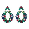 Dangle Earrings Luxury Black Crystal Drop Earring For Women Vintage Ethnic Fashion Hollow Geometry Rhinestone Jewelry Wholesale