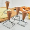 Bakningsverktyg bakverk cookie cutter ravioli pasta zinklegering stål fyrkantig runda mögelskärare cokies hjul skärande maker pizza j1d4