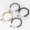 Strand Tree Of Life Bracciale Agate verdi Braccialetti con perline color argento per donna Uomo Braccialetti con ciondoli a cuore Gioielli per meditazione yoga